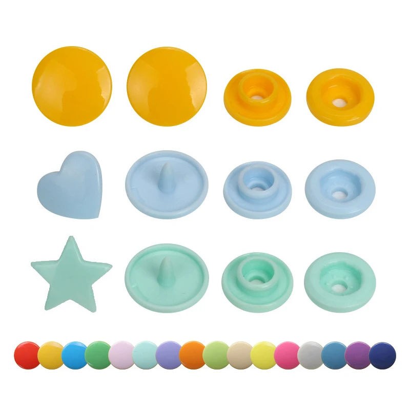 Plastic Resin Snap Button Press Stud Cloth Button, Environmental Fastener, Snap Pliers, T5, Hearts and Stars, 20 Set 3