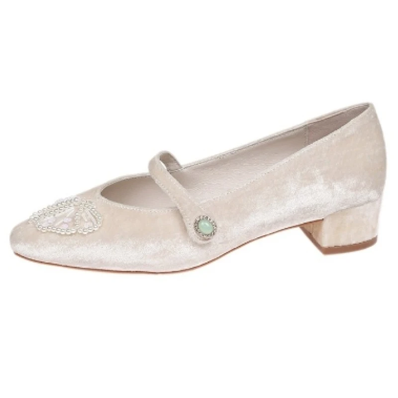 2024 Early Spring New Women Flats Round Toe Women Shoes Pearl Decor Ballet Flats Concise Soft Genuine Leather Fashion Comfort 40