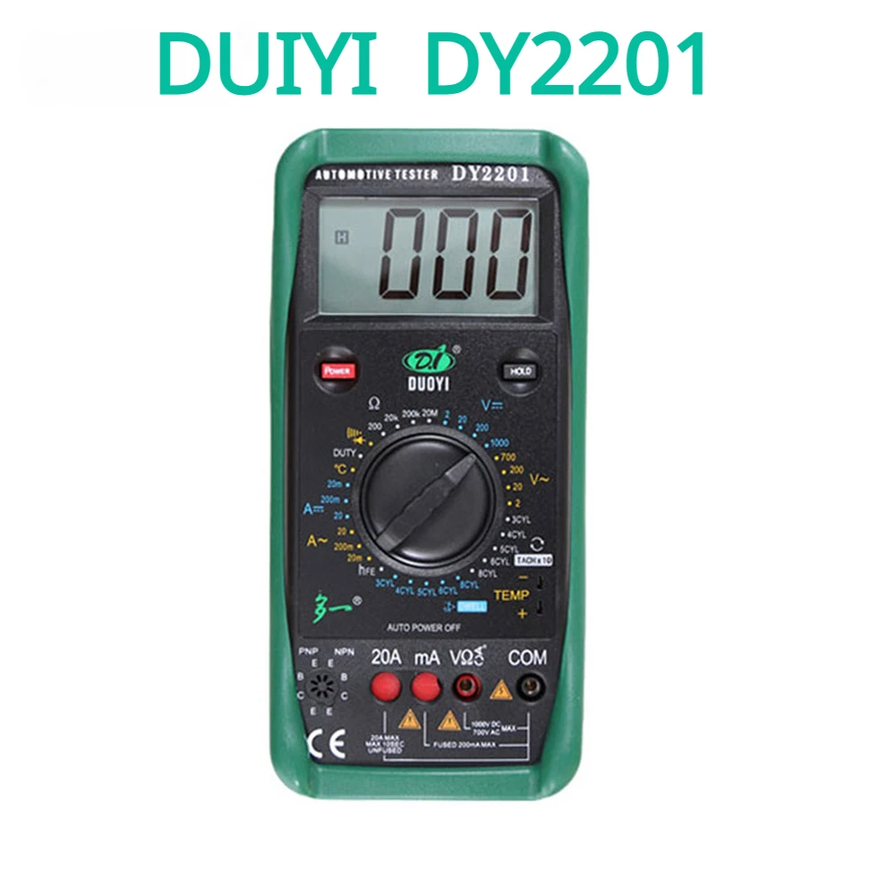 

DUOYI DY2201 Digital Multimeter Automotive Auto Range Tester 500-10000 RPM Dwell Angle Temperature Meter Universal Multimetro