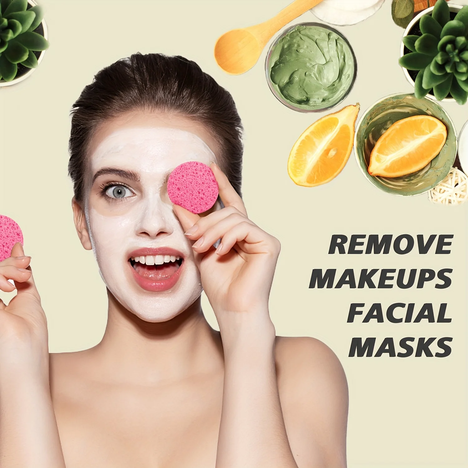 Compressed Facial Sponges, Estheticians Round Cellulose Facial Sponges,Natural Cosmetic Spa Sponges For Face Cleansing,Massage 6