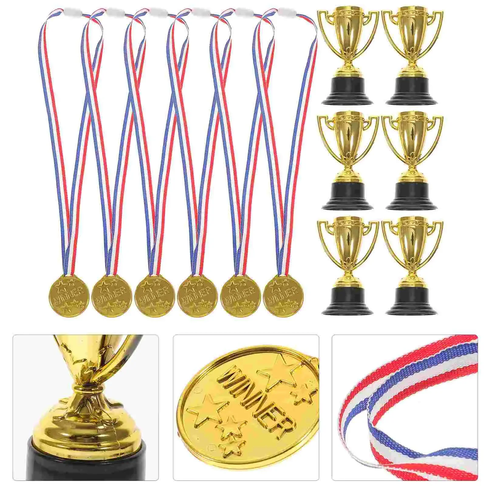 Award Medals Plastic Trophy Toys Trophy Trophies Award Medals Cup Party Gold Winner World Kids Place First Favors Competition Mini Toys