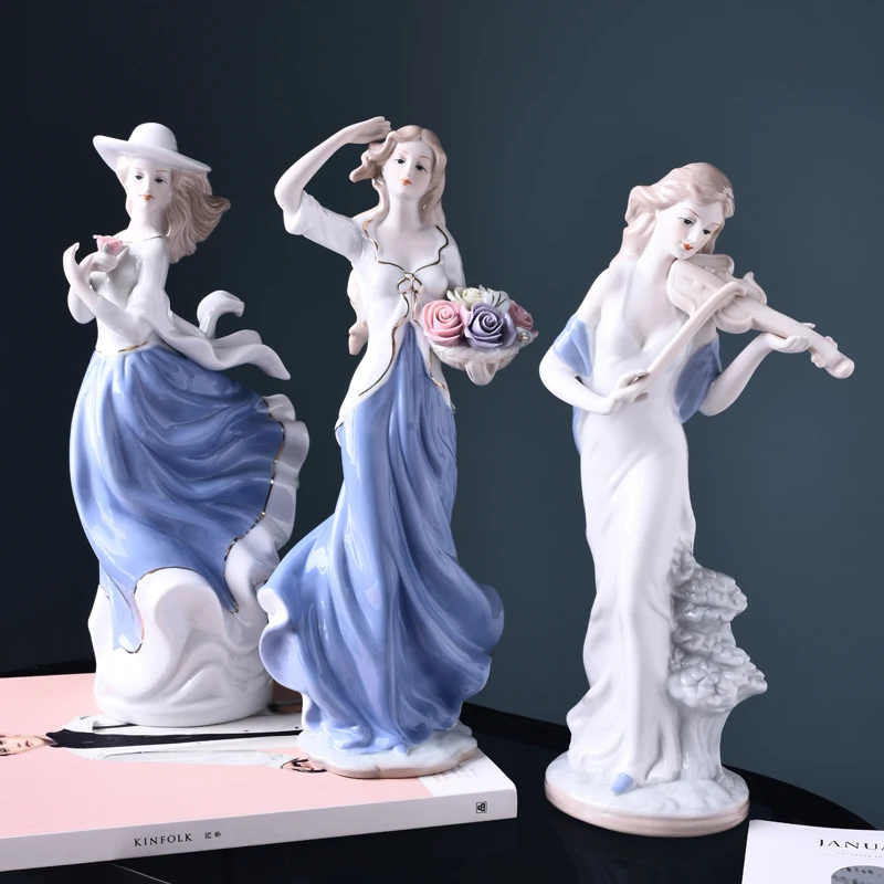 

European home decoration Accessories noble girl Figurine artwork room decoration Ornaments beauty ceramic Statue Ornaments gifts