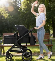 Poussette 3-en-1 pour bébé, poignée réversible, pliage en une seule étape, cadre en aluminium, ensemble 3 pièces, poussette à quatre roues 6
