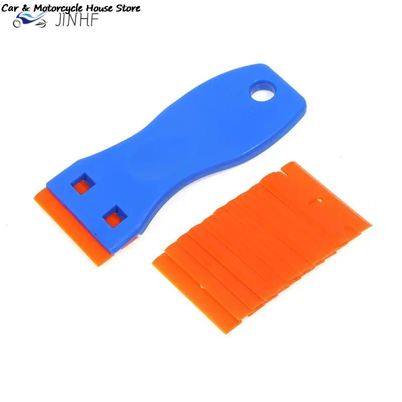 

Plastic Razor Scraper With 10pcs Blades Removing Car Labels Stickers Glue