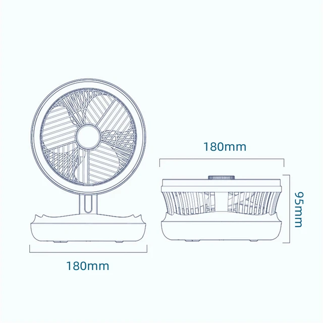 USB Charging Foldable Table Fan Wall Mounted Hanging Ceiling Fan with LED Light 4 Speed Adjustable For Home Room Air Cooler Fan 6