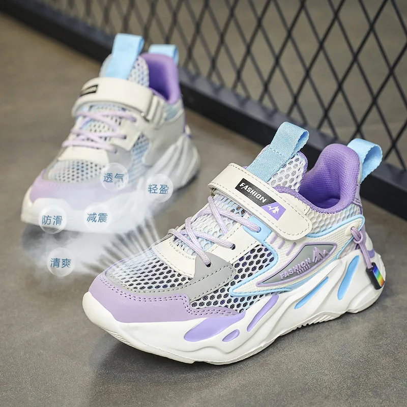 

zapatillas Girls Children Shoes 2023 Spring Summer New Boys Sports Shoes Single Mesh Breathable Mesh Students Running Sneakers