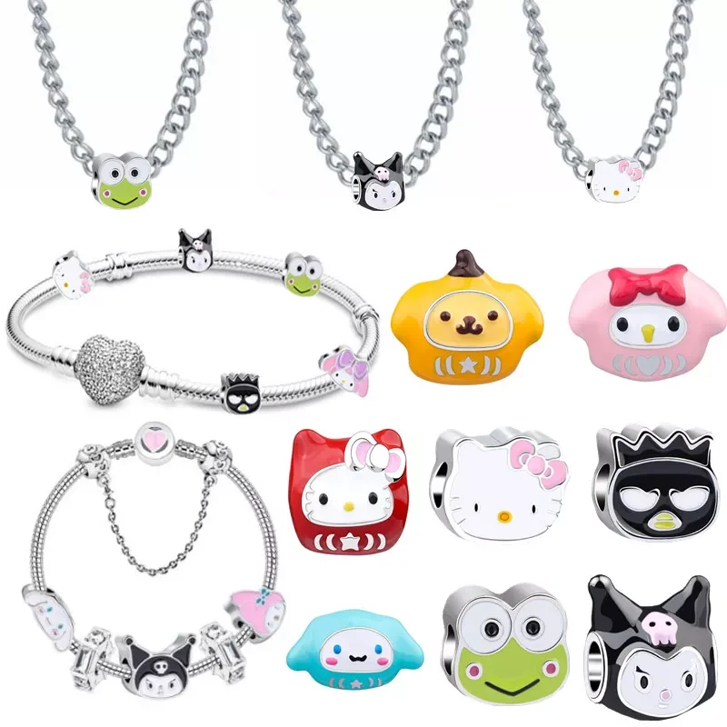 Sanrio accesorios de Anime HelloKitty Melody Kuromi Alloy Silver Charms