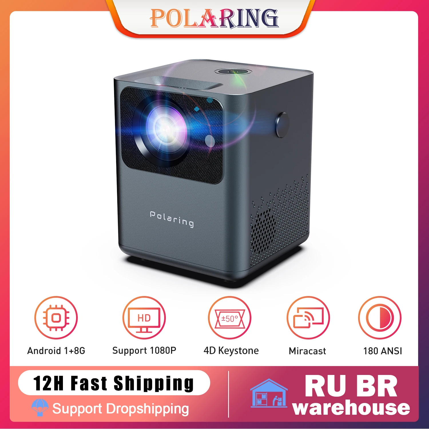 Polaring A2pro Digital Projector 1080P 4D Keystone Android System