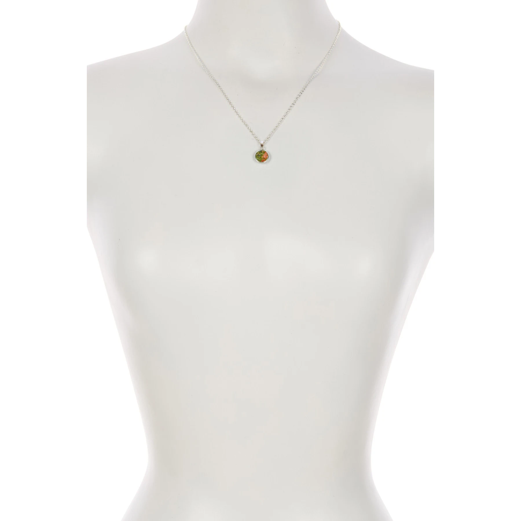 Natural Unakite Round Pendant Necklace Fancy Gemstone Jewelry for Women