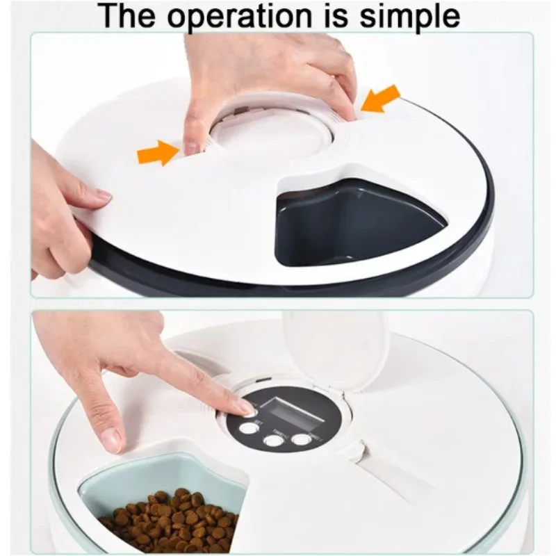 Pet Automatic Feeder Portion Control Digital Timer Detachable Dogs Cats Anti Slip 6 Meal Trays with Voice Dry Wet Food Feeding