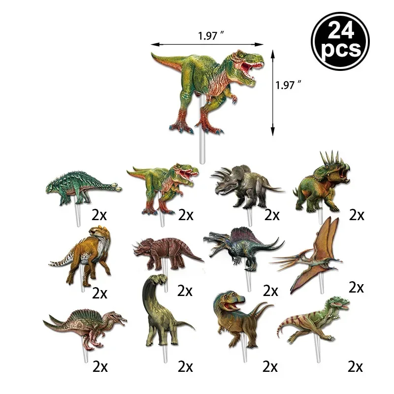 Dinosaur Cupcake Toppers Picks Dino Cake Decorations Boys Kids Dinosaur Themed Birthday Party Jurassic World Party Decor Supplie