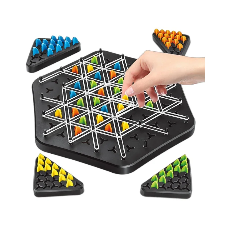 Chess Puzzle Toys Geometry Chain Chess Puzzle Triangle Chess Desktop Game Rubber Band Training Family Interaction Exercise Thinking