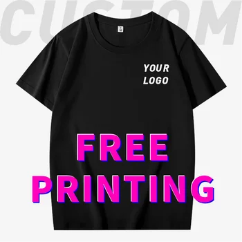 Free Custom T-shirt Printing Logo Image Work Clothes Diy Short Sleeved Top 100% Cotton Enterprise Embroidery Team Culture Shirt 1