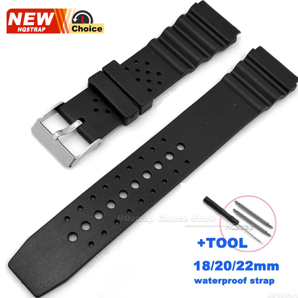 Bracelet de montre en plastique 18mm 20mm 22mm pour hommes et femmes, bracelet universel étanche, bracelet de sport en silicone