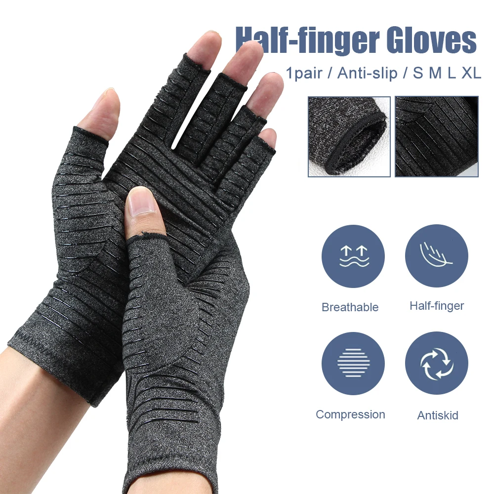 1 Pair Compression Arthritis Gloves Premium Arthritic Joint Pain Relief  Hand Gloves Therapy Open Fingers Compression Gloves