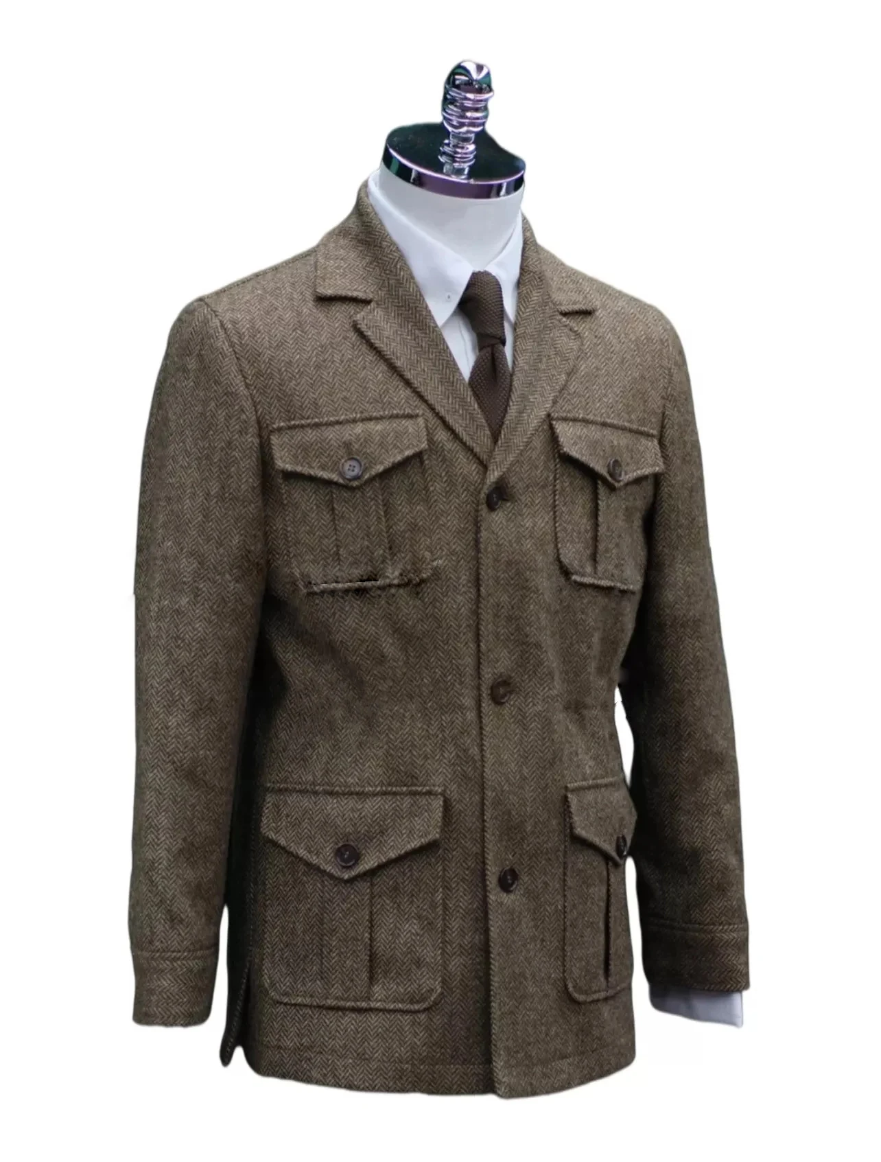 ジャケット・アウター Yuzulawgy handmade herringbone jaket WOOL TWEED HERRINGBONE ASYMMETRIC JACKET – THE SHOP YOHJI