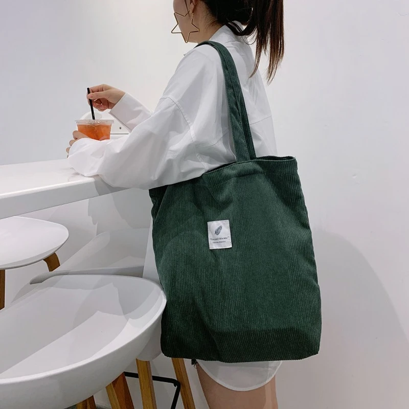 Corduroy Shopping Bag for Women Female Girls Casual Handbags Soft Reusable Fabric Affordable Shopper Shoulder Totes Bags tote bags shopping bag