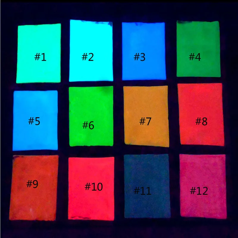 10g glow in the dark powder luminescent pigment High Brightness Luminescent Powder 12 colors luminous pigment fluorescent pigment