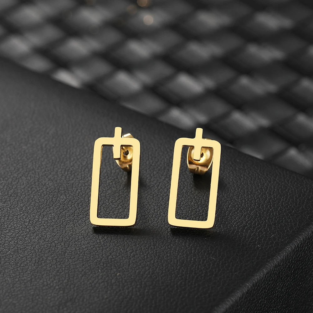 Trend Minimalist Rectangle Korean Fashion Unusual Stud Earrings - Image 2