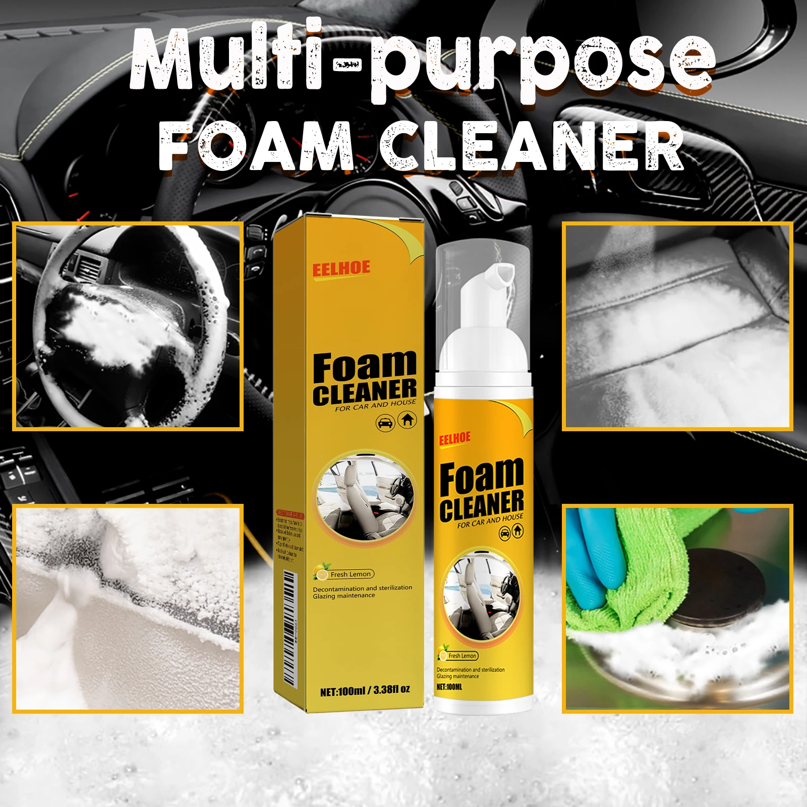 30ML Car Steering wheel foam cleaner Interior Leather Foam Cleaner Seat Clean Car Interior Strong Decontamination Automobile: 3 - 5 Days Free Delivery Only UK