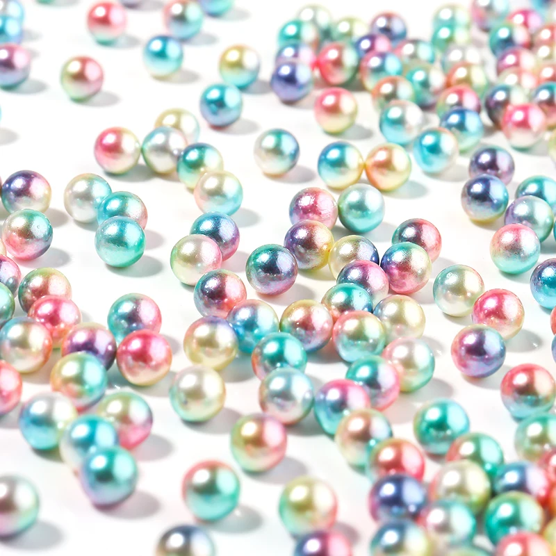 50-1000pcs/lot Without Hole Imitation Pearl Beads Gradient Colorful Round Beads For DIY Jewelry Making Crafts Decoration