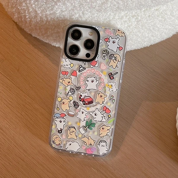 Dog Friend MagSafe Transparent Border Phone Case Cover for IPhone 13 14 15 Pro Max Case for IPhone 15 Pro Max