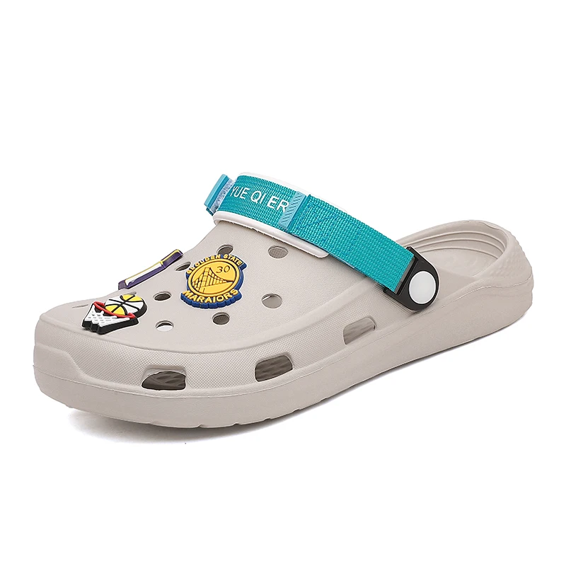 

Сандалии пляжные с узором для мужчин и женщин, брендовые удобные шлепанцы с отверстиями для улицы, Повседневная модная обувь для сада, плоская подошва