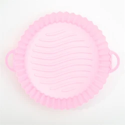 Silicone Reusable Air Fryer Baking Tray and Pan Liner (RoundPink)