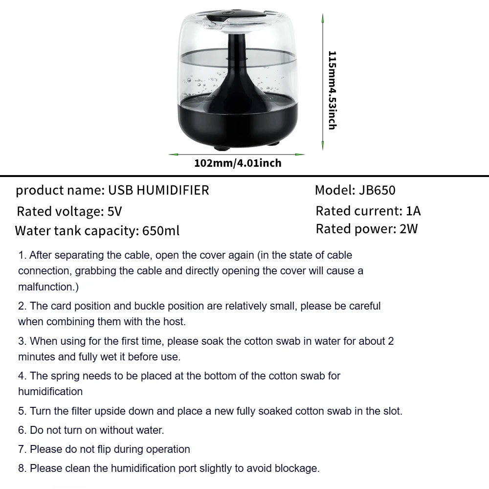 Compact Aromatherapy Humidifier with Large Capacity and Multicolor LED Lighting