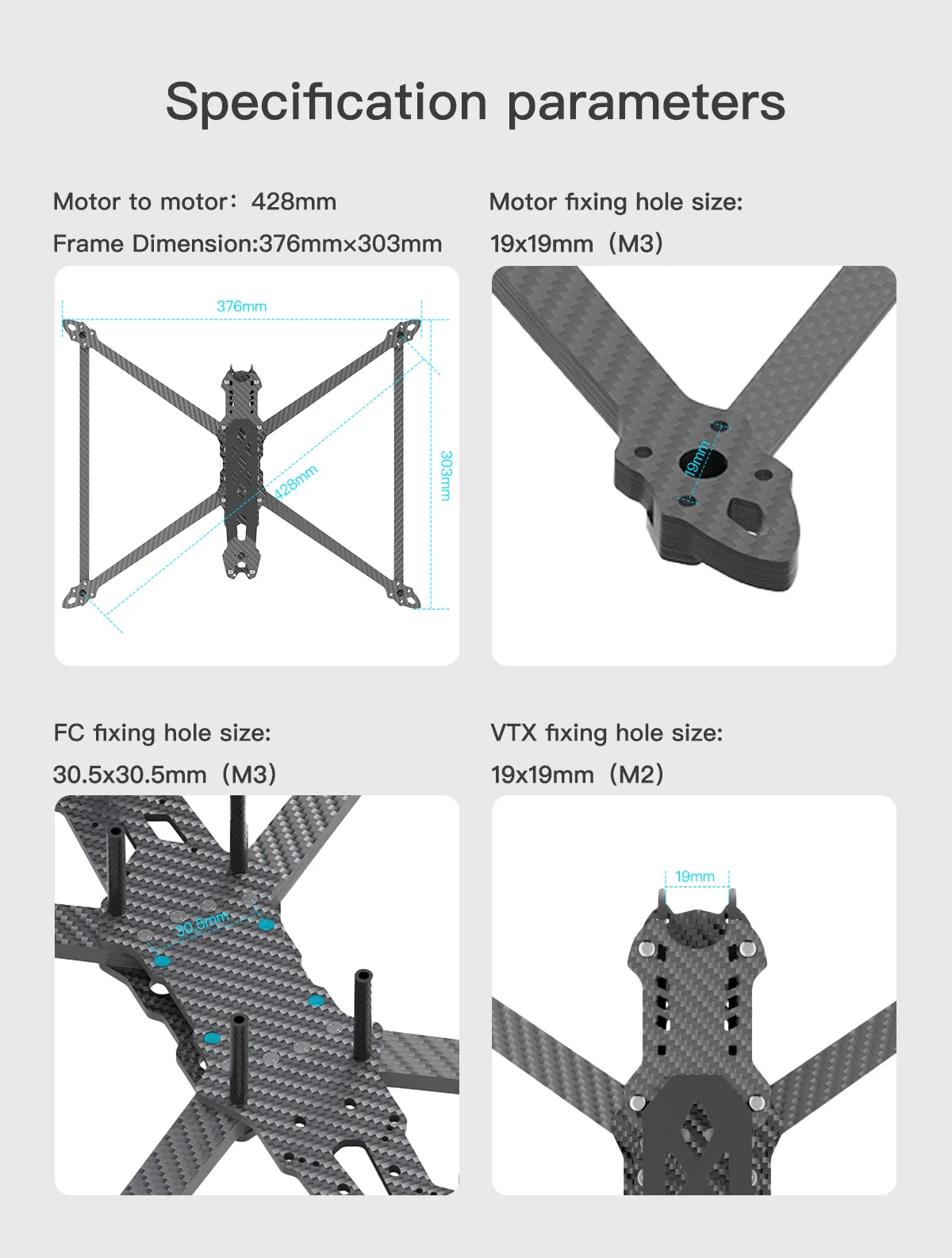 HSKRC V2 XL8/XL9/XL10 Frame Kit - Carbon Fiber Drone