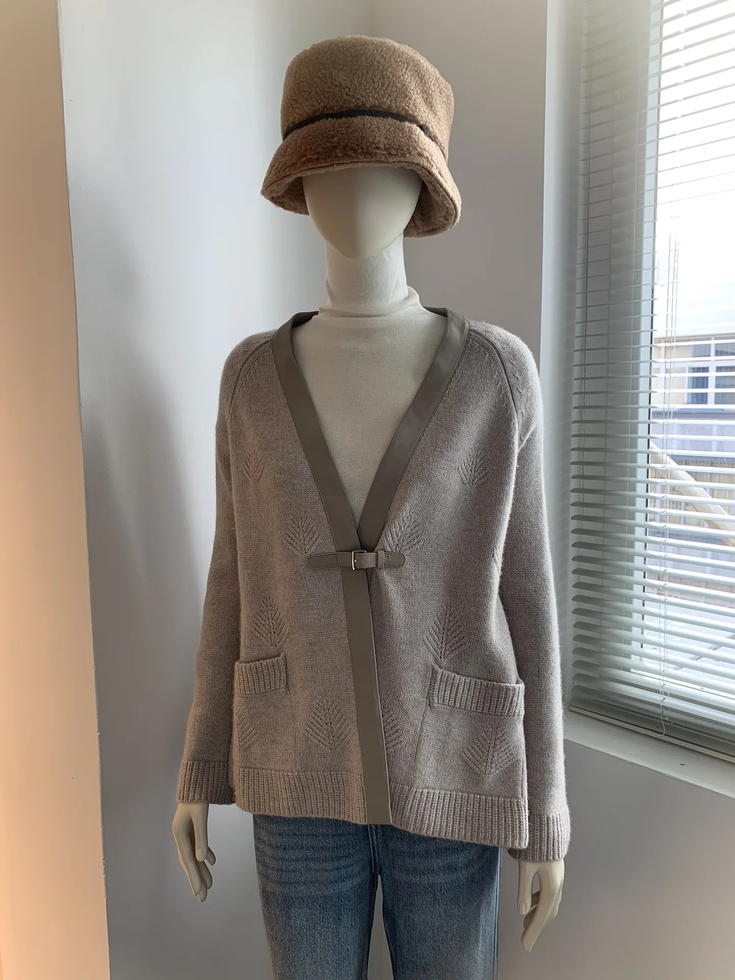 

Женское пальто L/P, женское новое осенне-зимнее кашемировое и кожаное вязаное кардиган, куртка для женщин