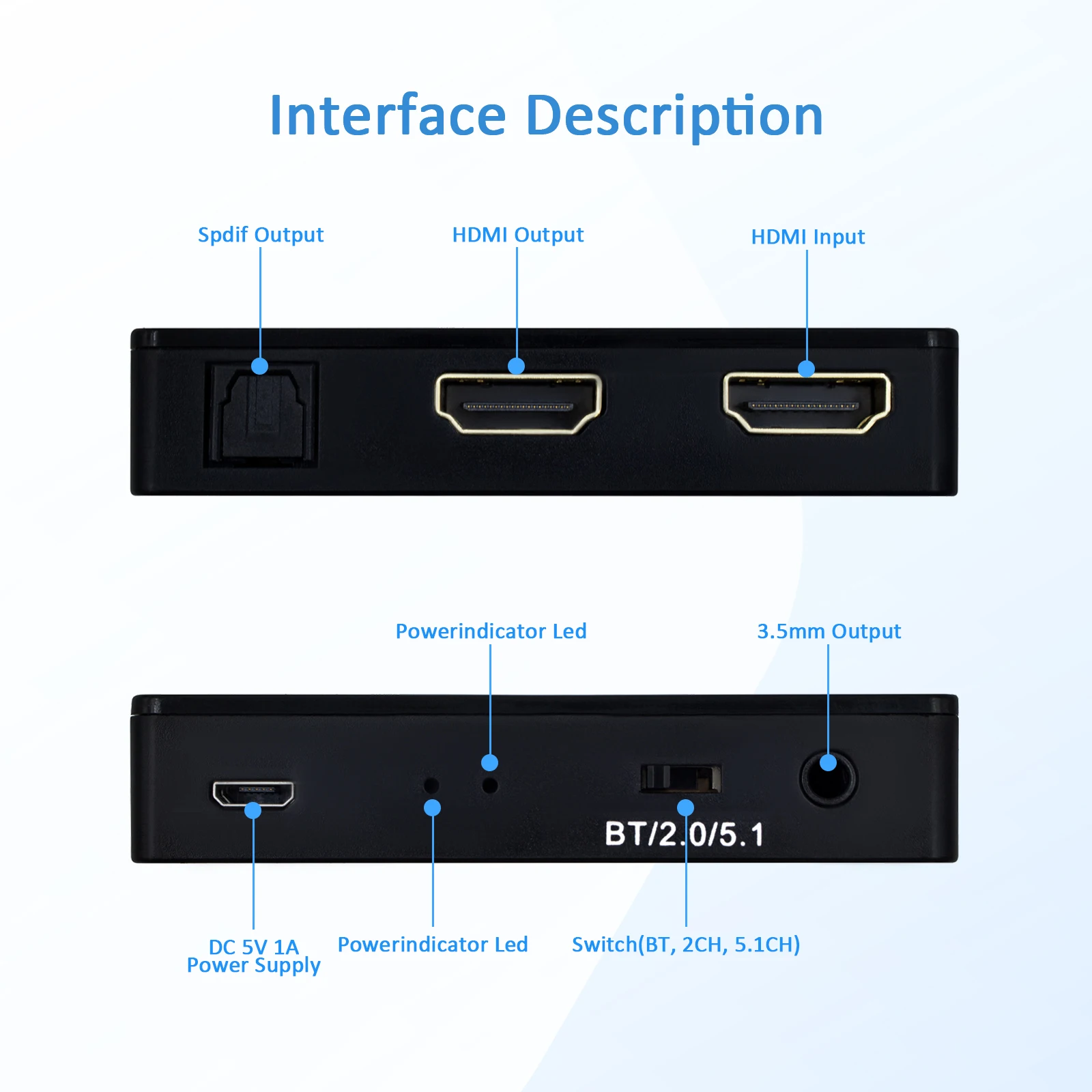 HD Bluetooth Audio Extractor Distributor V5.3 4K Audio Extractor Audio Splitter toslink + Aux hdmi audio extractor hdmi audio splitter