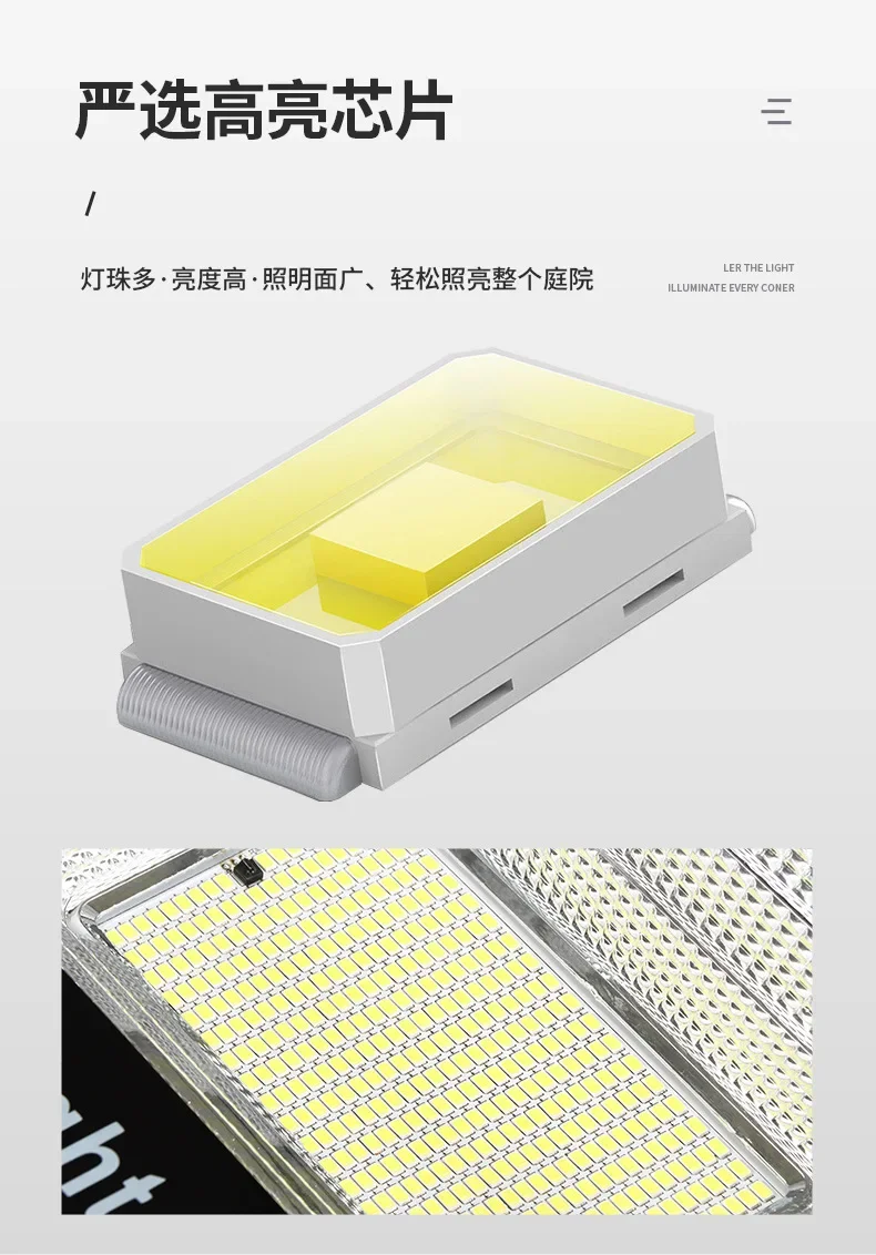 Description Picture 3 of item54-362LED Solar Flood Lights Remote Control Solar Powered Spotlight Outdoor Waterproof IP67 Villa Street Light Adjustable Angle