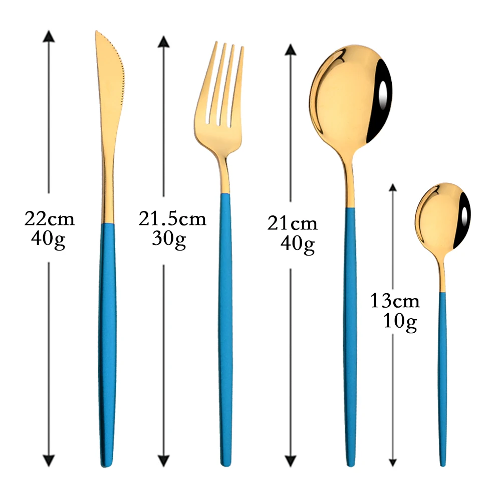 4Pcs Blue Gold