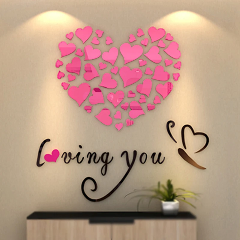 3D Warm and Romantic Love Wall Stickers Room Decoration Bedroom Living Room Background Wall Bedside Wedding Decorate House