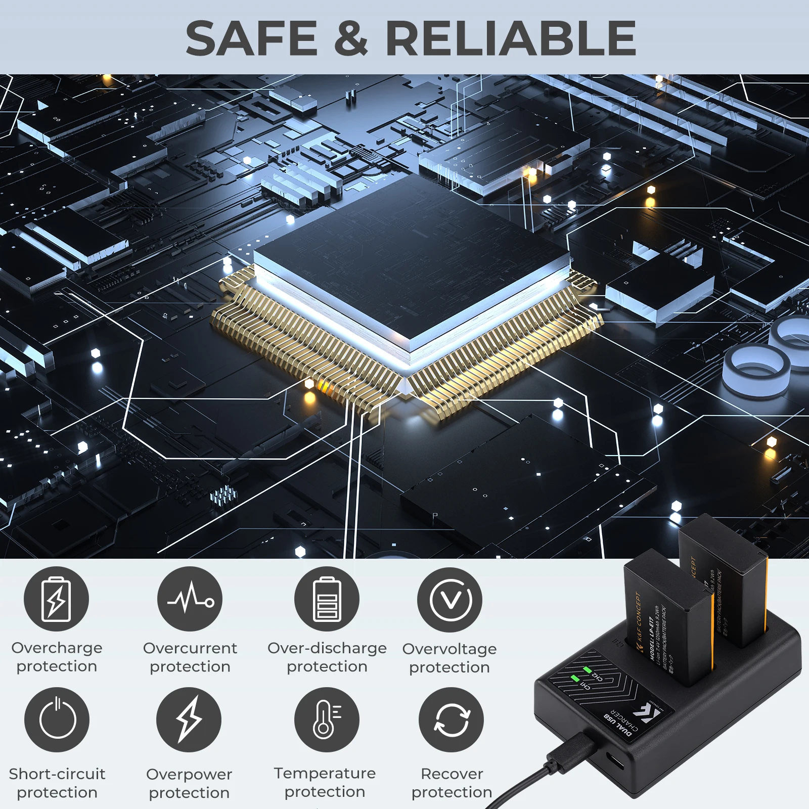 K&F Concept LP-E17 Dual Channel Slot battery charger battery charger adapter charger adapter for Canon EOS R8 R10 R50 R100 RP EOS 77D 850D 800D 760D 750D 200DII M5 M6II M6 M3