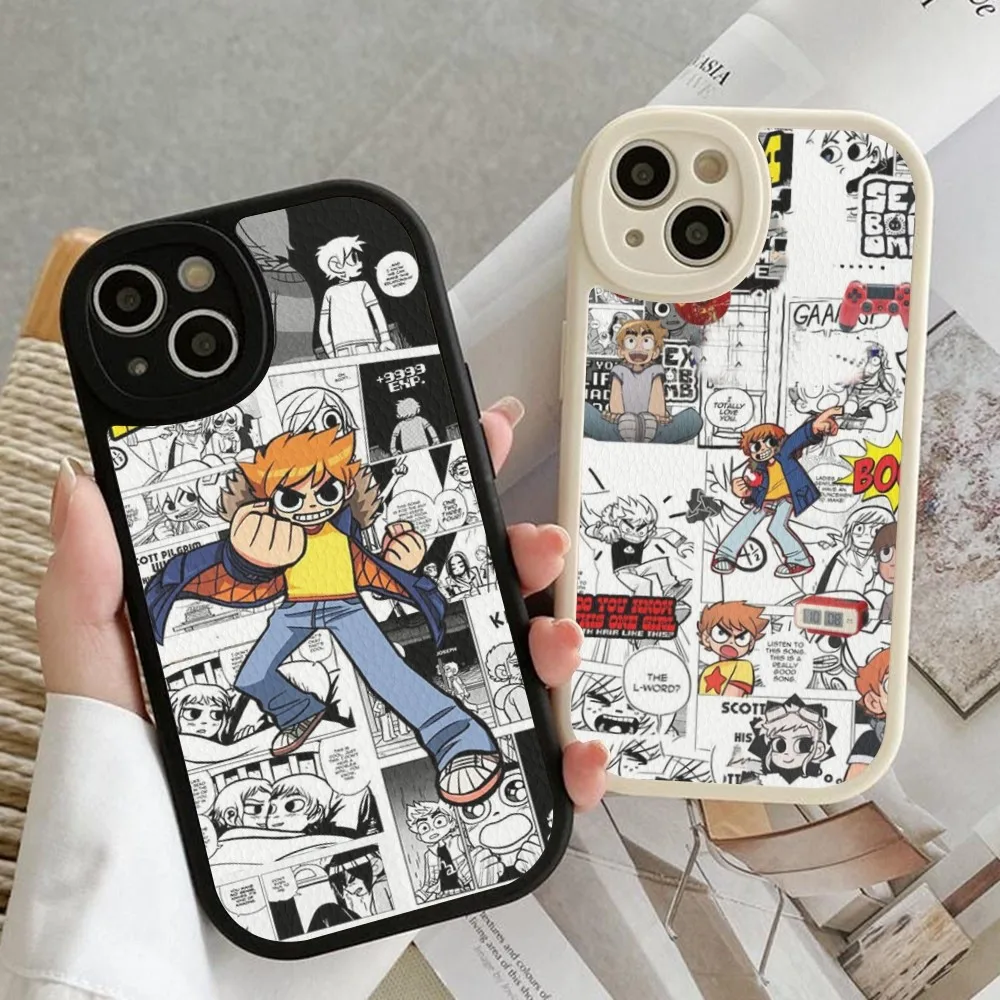 Cartoon Scott Pilgrim Vs The World Custodia In Pelle Rigida Per Iphone 14 13 12 Mini 11 14 Pro Max Xs X Xr 7 8 Plus Fundas