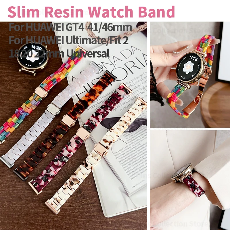 Cinturino In Resina Da 18Mm 20Mm 22Mm Per Huawei Watch Fit 2 Bracciale Da Donna Per Huawei Gt 4 41Mm Cinturino Di Ricambio Per Galaxy Watch 4