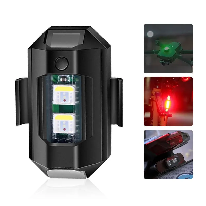 LED 자전거 미등 드론 LED 플래시 램프, USB 충전 충돌 방지 오토바이 자전거 테일 경고등, 7 가지 색상, 1 개