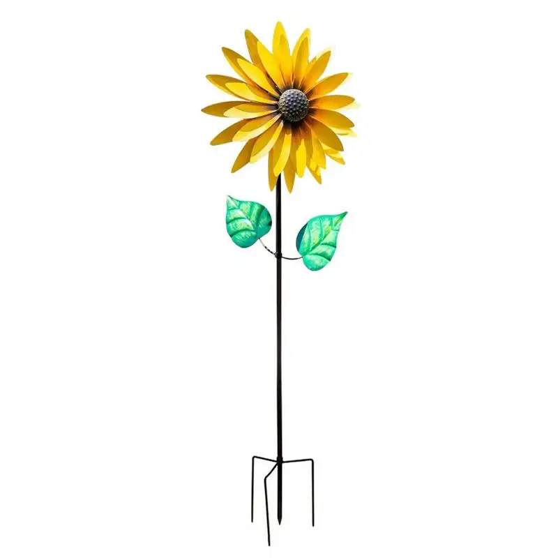 Description Picture 5 of itemSunflower Windmill Metal Rotating Sunflower Wind Spinner With Stake Standing Lawn Flower Pinwheel Outdoor Garden Decor Kids Toy7