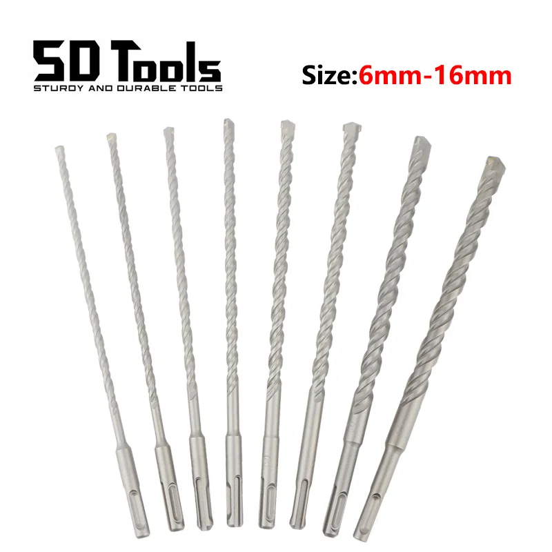 Concrete SDS Plus Drill Bits Set Length 260mm Carbide Steel Flat Tip