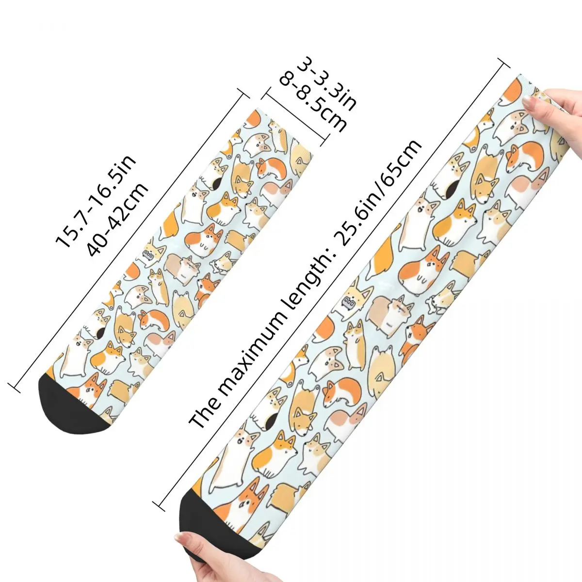 Orgilicious Corgi Doodle sockings Long Socks Harajuku Comfortable Breathable Happy Gift sockings For Unisex
