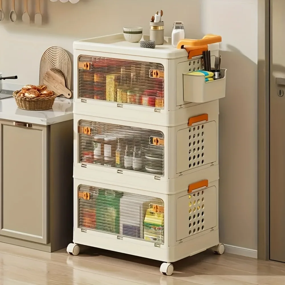 

1pc Free Installation Storage Cabinet, Home Living Room Multi-layer Plastic Snack Cabinet, Living Room Bedroom Storage Cabinet