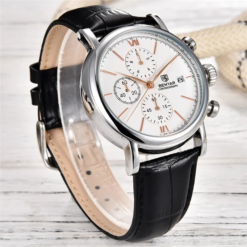 BENYAR Men Watch Top Luxury Sports Quartz Mens Watches Waterproof Chronograph Wristwatch Men Relogio Masculino with gift box