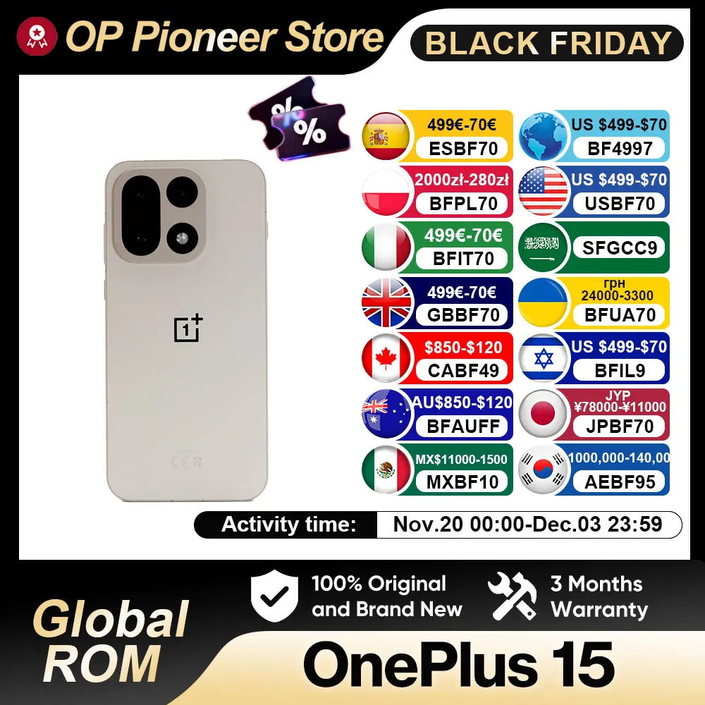 New Arrival OnePlus 15 Unlocked Smartphone Snapdragon 8 Elite Gen 5 6.78” AMOLED 120Hz 7300mAh 120W Super Charger 50MP NFC OTA