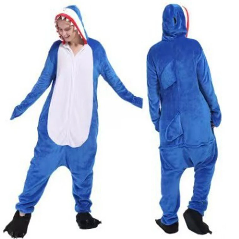 Shark Onesie Halloween Cosplay Frog Panda Penguin Onesie Pajamas Unisex Winter Flannel Warm Pyjamas Women Men Onepiece Sleepwear Kigurumi Pajamas Onesies Cosplay Pajamas Onesies Flannel Pajamas Onesies