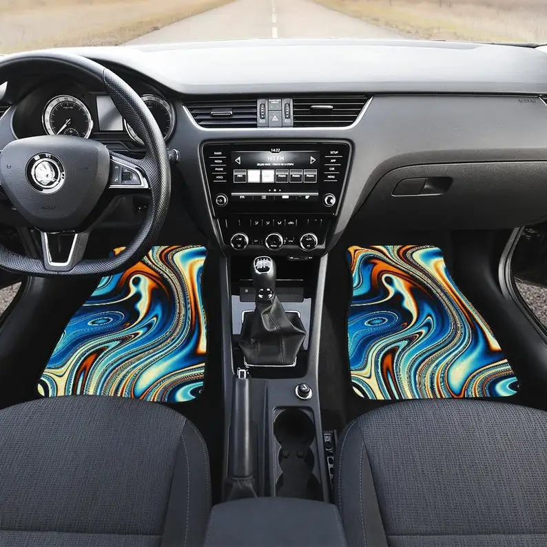

Colorful Swirls Abstract Art Car Floor Mats Set, Front and Back Floor Mats for Car, Car Accessories