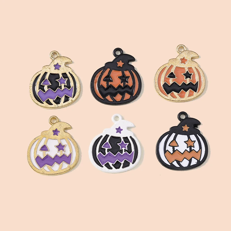 Leslie 10 Stück Halloween-Anhänger, Halloween-Kürbis-Charms für DIY handgefertigte Halskette, Armband, Schmuckherstellung, Zubehör