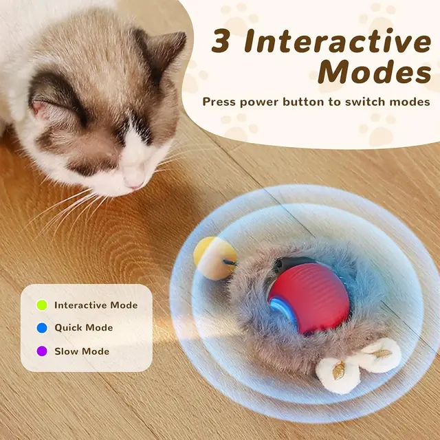 Cat Interactive ball Toy, Automatic Rolling Ball with Tail, Rechargeable Smart Pet Interactive Toy, Intelligent toy for Cat 1