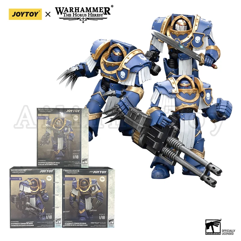 JOYTOY 1/18 Warhammer 40k Ultramarines Cataphractii Terminator Squad - Action Figure Set 3 Pezzi 13.6cm Collezionabili